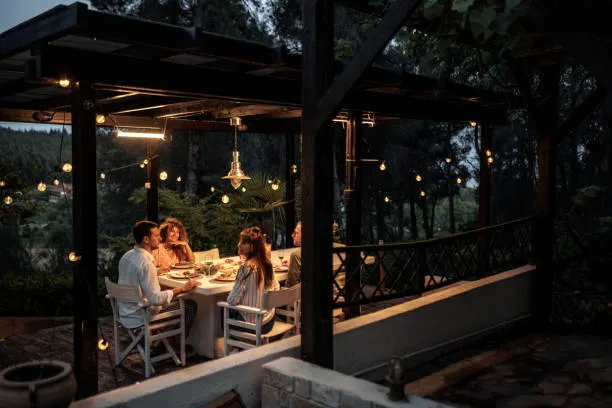 Warm family gathering around a dinner table